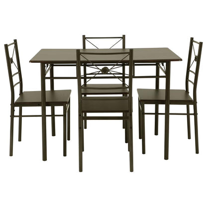 Anna 5-piece Rectangular Dining Table Set Dark Bronze