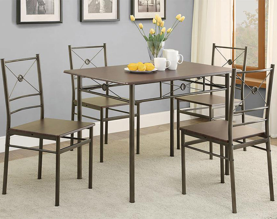 Anna 5-piece Rectangular Dining Table Set Dark Bronze