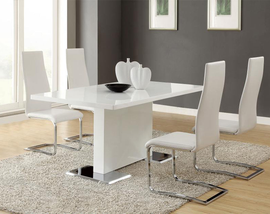 Anges 5-piece Dining Table Set White High Gloss and White