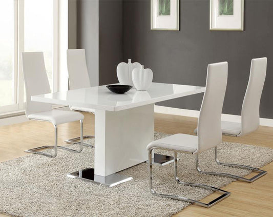 Anges 5-piece Dining Table Set White High Gloss and White