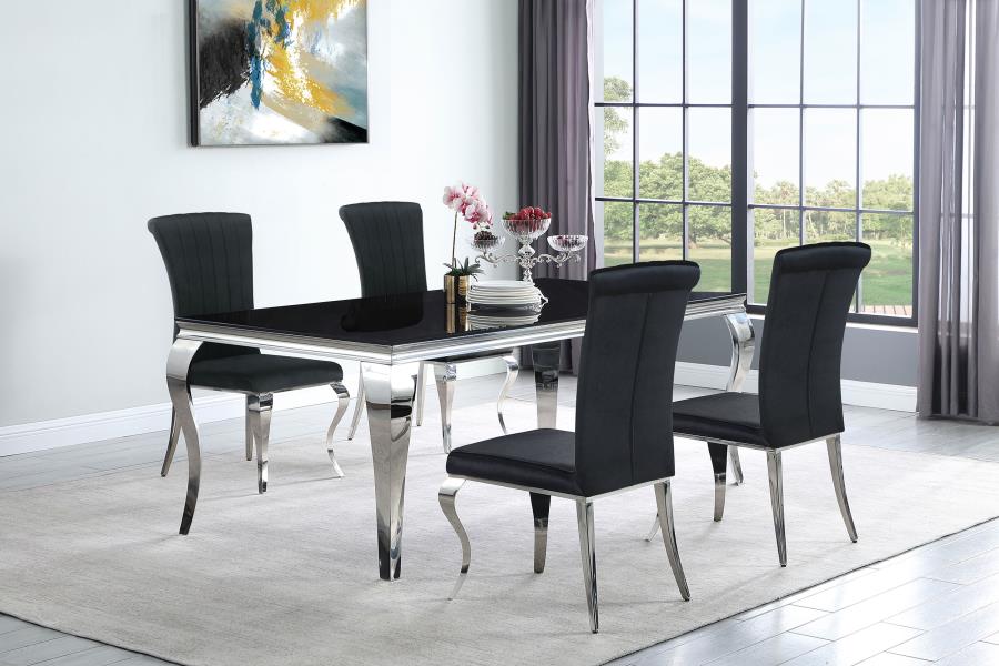 Coaster Velvet Upholstered Dining Side Chair Black (Set of 4)