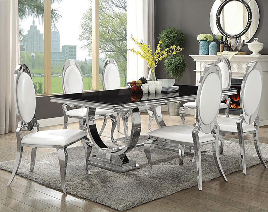 Coaster 7-piece Rectangular Glass Top Dining Set Chrome