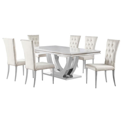 Coaster 7-piece Rectangular Dining Table Set White and Chrome