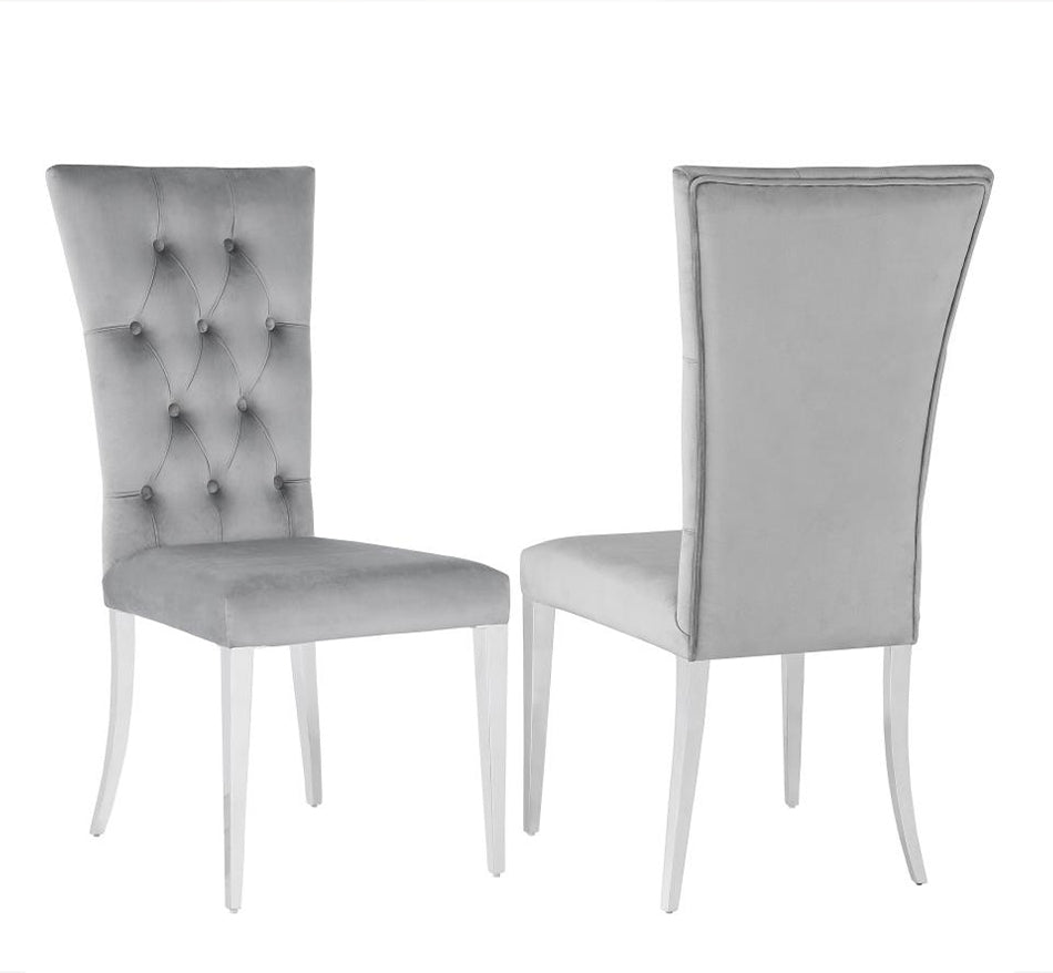 Kerwin Velvet Upholstered Dining Side Chair Grey (Set of 2)