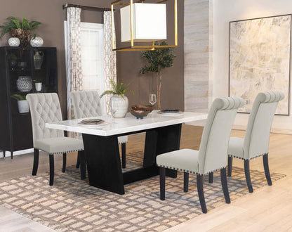 Sherry 5-piece Rectangular Marble Top Dining Table Set