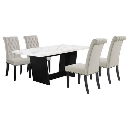 Sherry 5-piece Rectangular Marble Top Dining Table Set