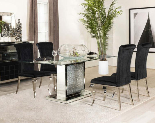 Coaster 5-piece Rectangular Mirrored Dining Table Set Black