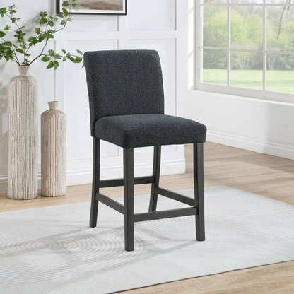 Alba Boucle Upholstered Counter Stools Black and Charcoal Grey Set of 2