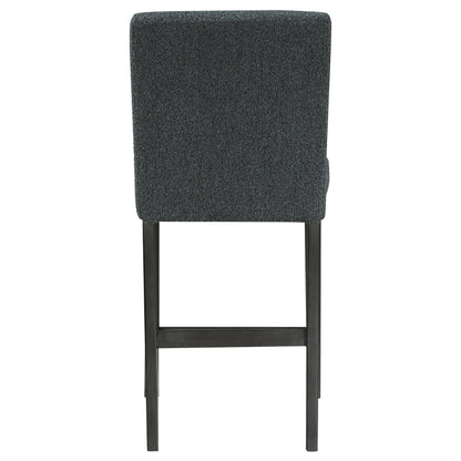 Alba Boucle Upholstered Counter Stools Black and Charcoal Grey Set of 2