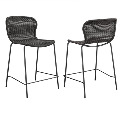 Coaster- Mckinley Faux Rattan Metal Counter Chair Brown Set of Two