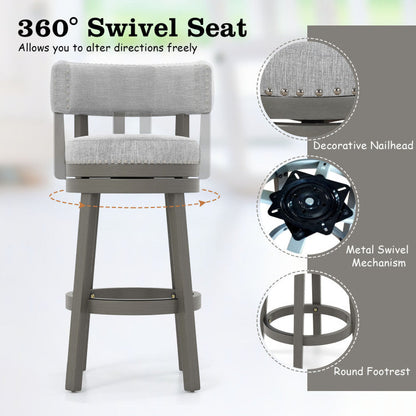 31-Inch Swivel Bar Stool with Upholstered Back Support Set of 2