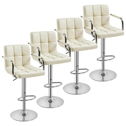 Comfort and Style Combined: Set of 4 Adjustable Bar Stools with Backs