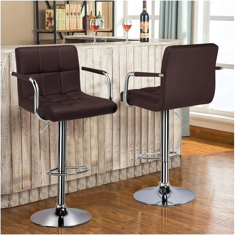 Comfort and Style Combined: Set of 4 Adjustable Bar Stools with Backs