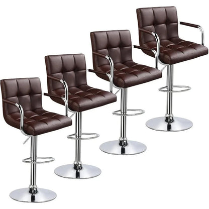 Comfort and Style Combined: Set of 4 Adjustable Bar Stools with Backs