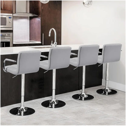 Comfort and Style Combined: Set of 4 Adjustable Bar Stools with Backs