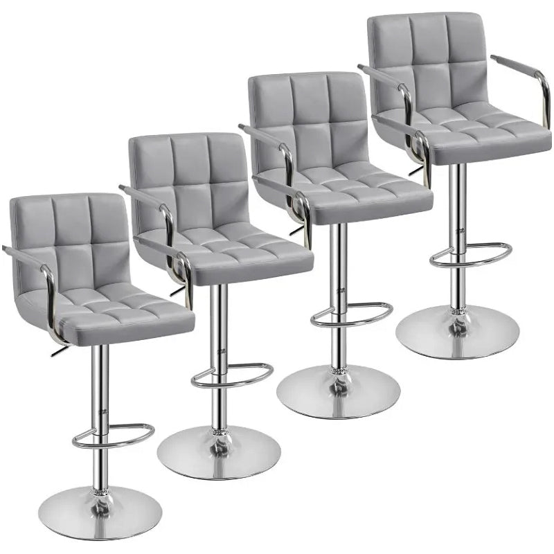 Comfort and Style Combined: Set of 4 Adjustable Bar Stools with Backs