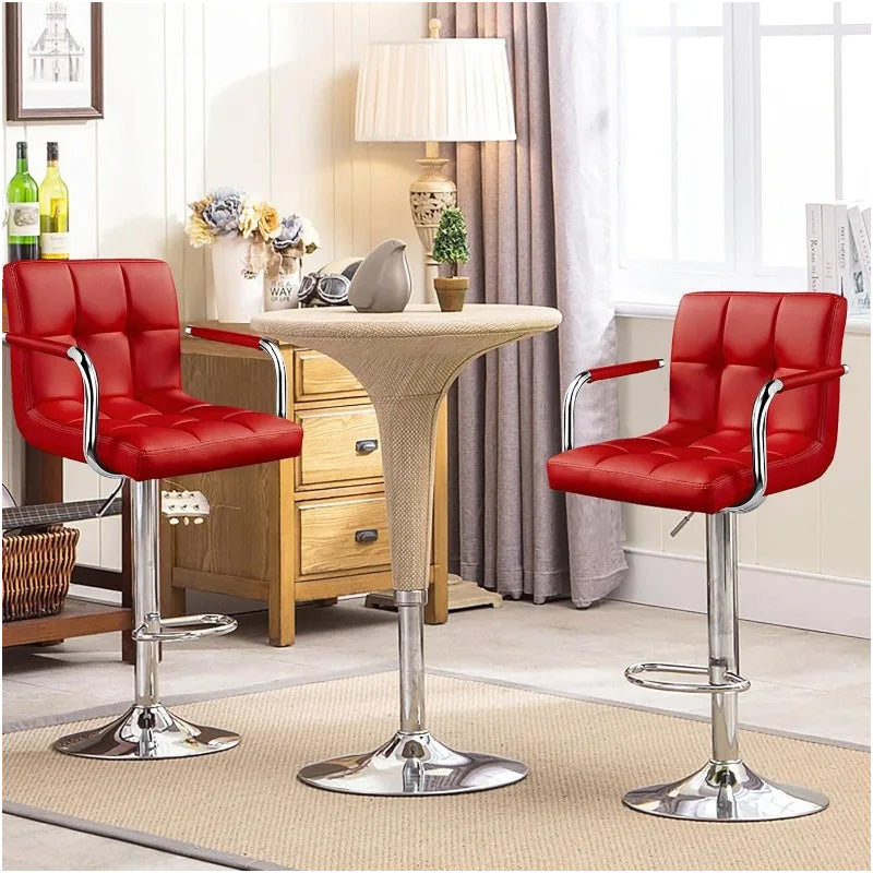 Comfort and Style Combined: Set of 4 Adjustable Bar Stools with Backs