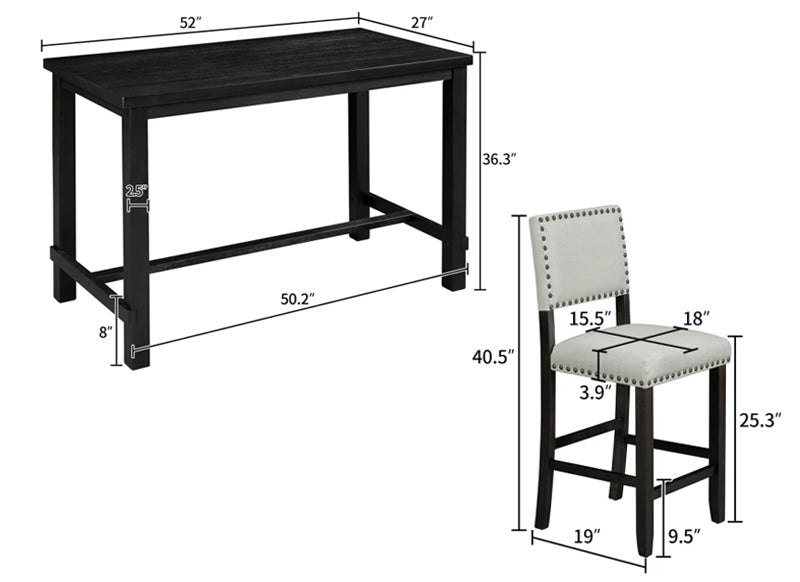 Classic Dining Table Set for 4: Five-Piece Kitchen Ensemble