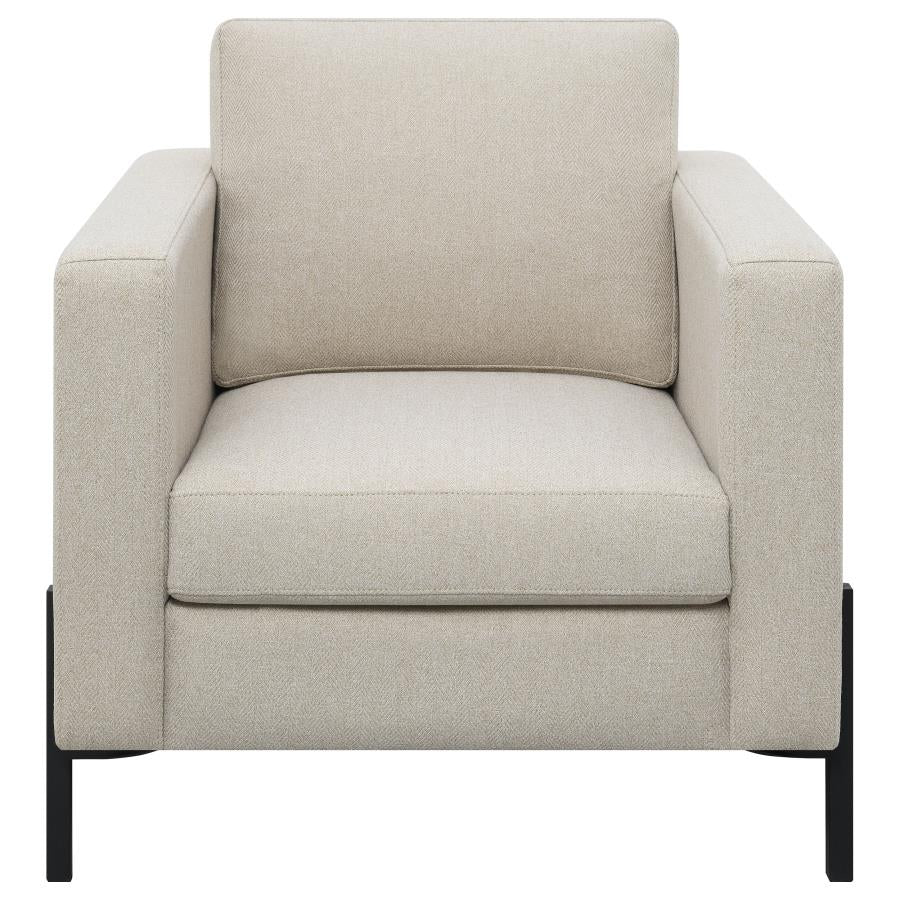 Coaster Upholstered Track Arm Accent Chair Oatmeal