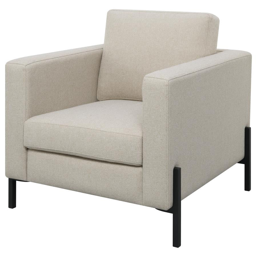 Coaster Upholstered Track Arm Accent Chair Oatmeal