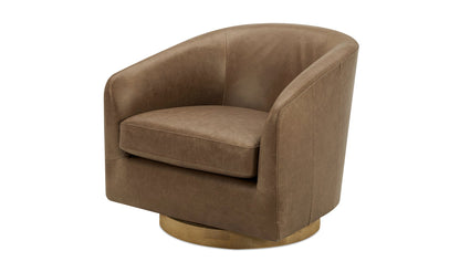 Moe's-Oscy Leather Swivel Chair Tan