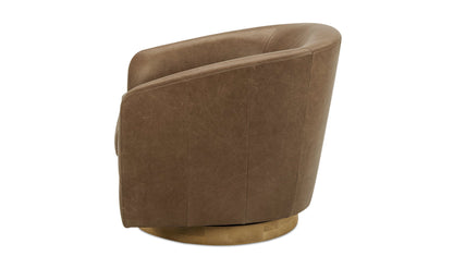 Moe's-Oscy Leather Swivel Chair Tan