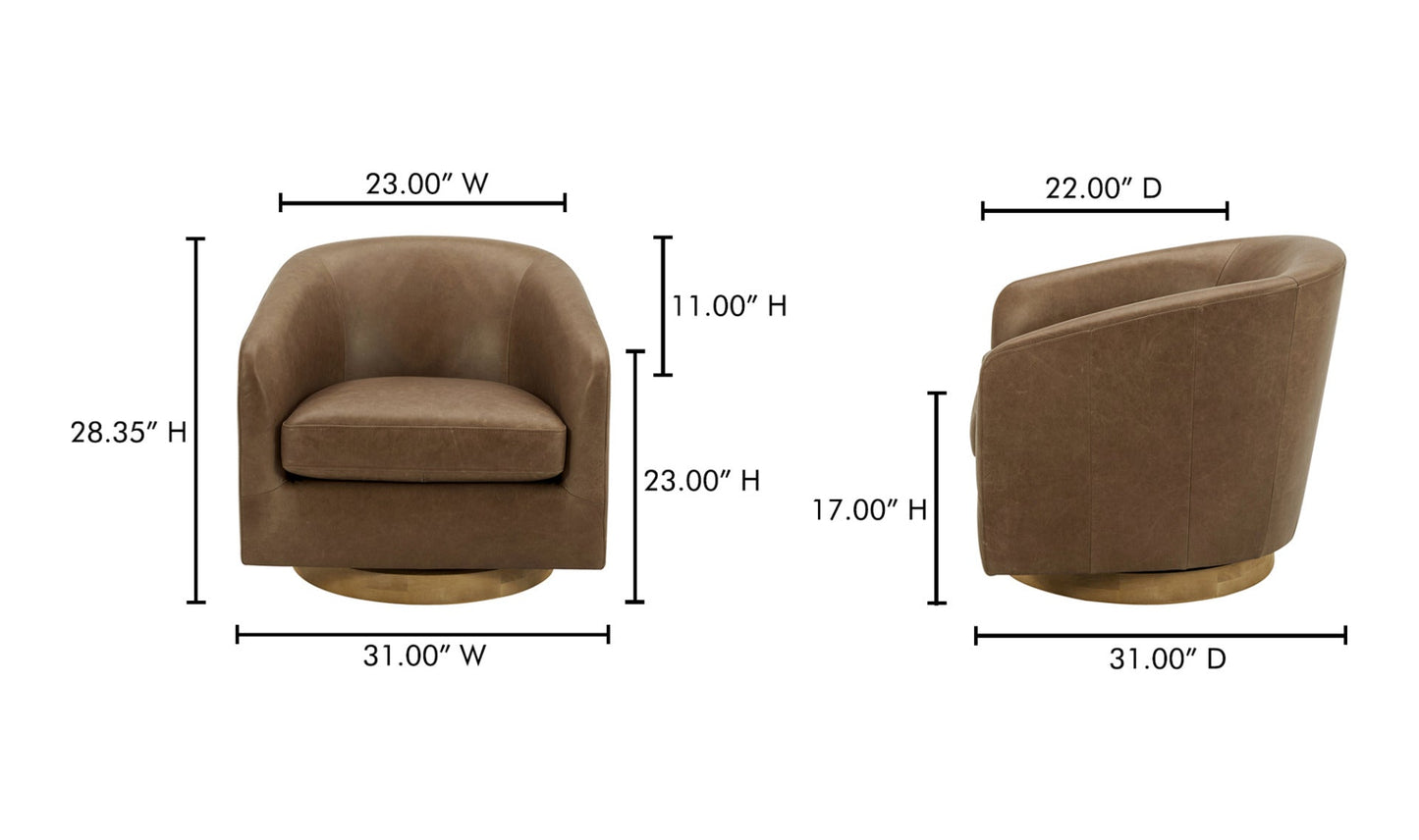 Moe's-Oscy Leather Swivel Chair Tan