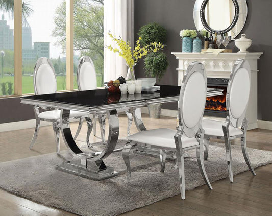 Antoine 5-piece Rectangular Glass Top Dining Set Chrome