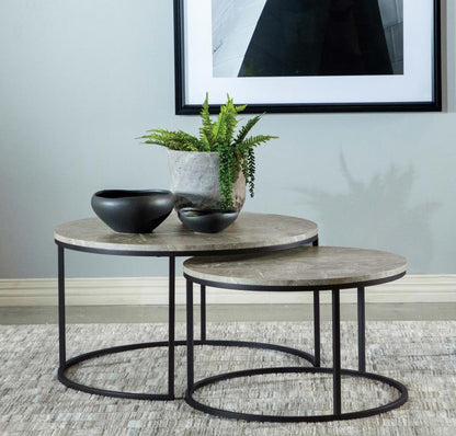 Coaster 2-piece Faux Marble Nesting Coffee Table