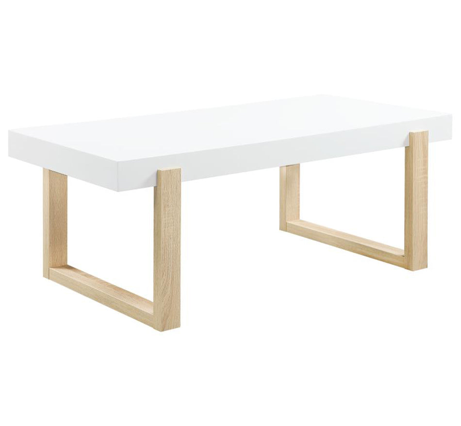 Modern  Coffee Table White High Gloss and Natural