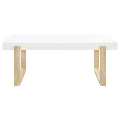 Modern  Coffee Table White High Gloss and Natural