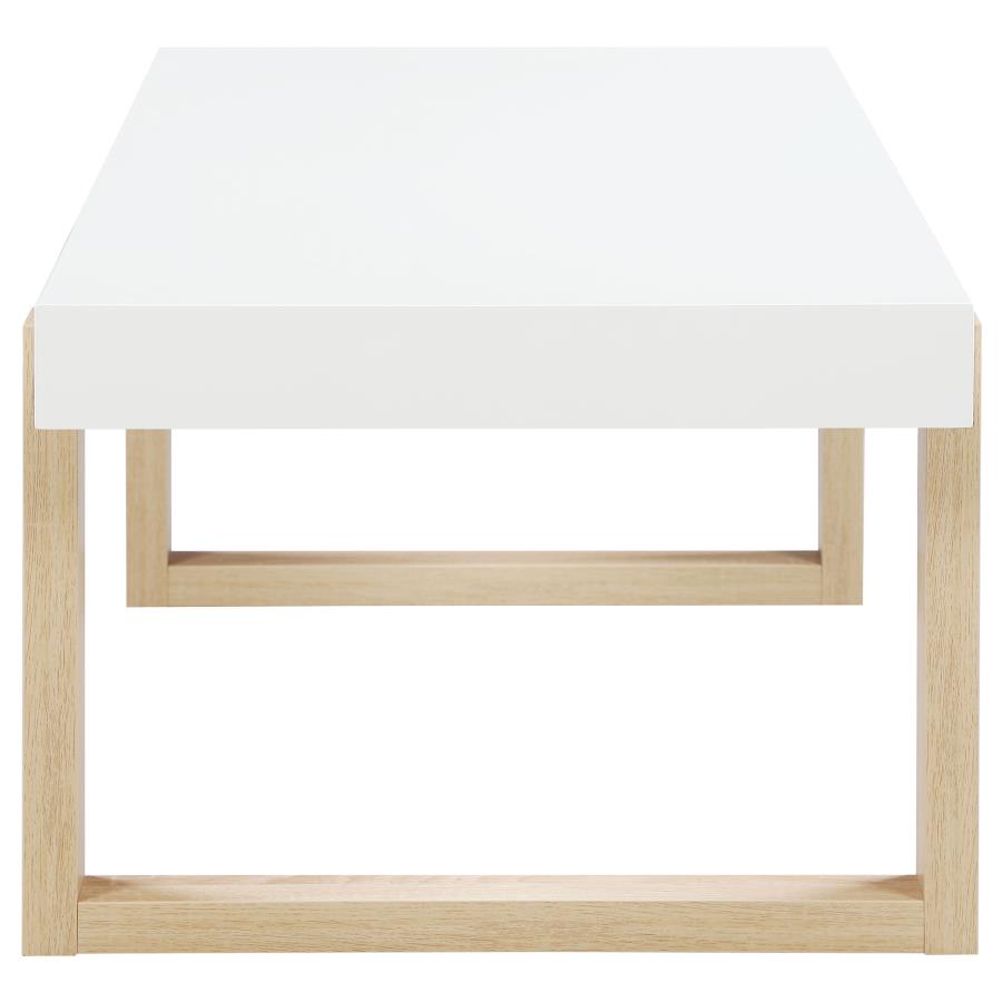 Modern  Coffee Table White High Gloss and Natural