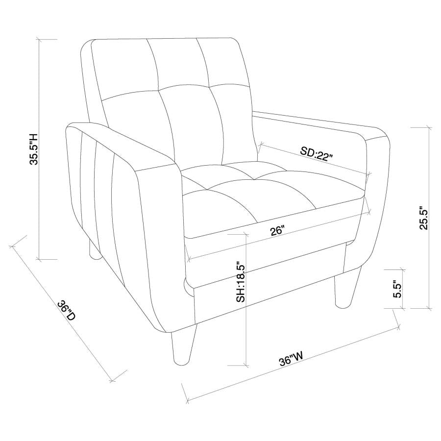 Coaster Upholstered Track Arm Tufted Accent Chair