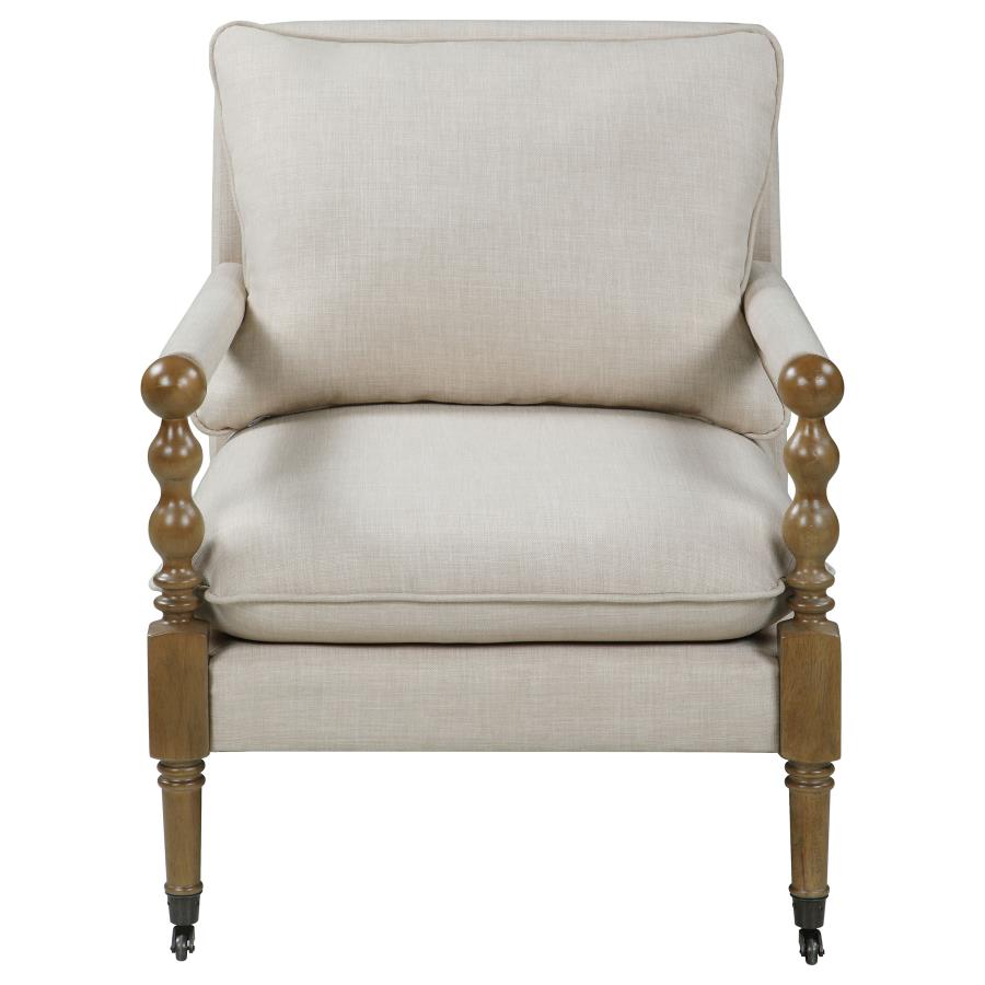 Dempsy Upholstered Accent Chair with Casters Beige