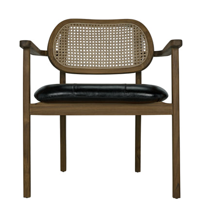 Noir - Tolka Chair, Teak with Leather Seat