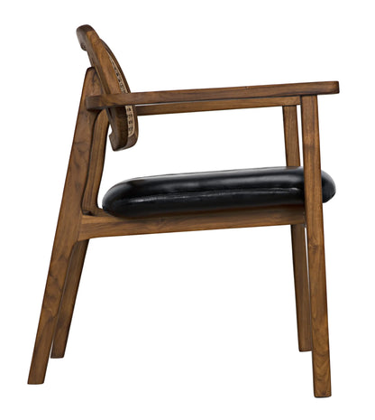 Noir - Tolka Chair, Teak with Leather Seat