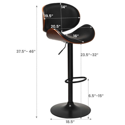 Adjustable Swivel PU Leather Bar Stools with Curved Footrest