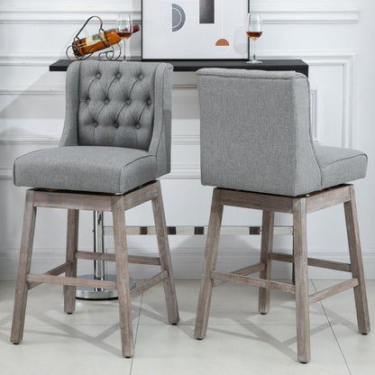 Comfort and Style: Set of 2 Bar Height Bar Stools with 180 Degree Swivel