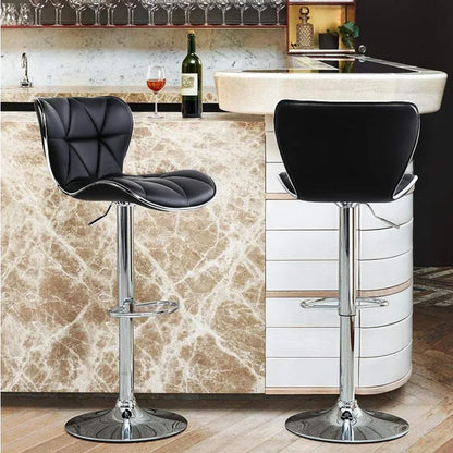 Set of 4 Adjustable Bar Stools with Shell Backs