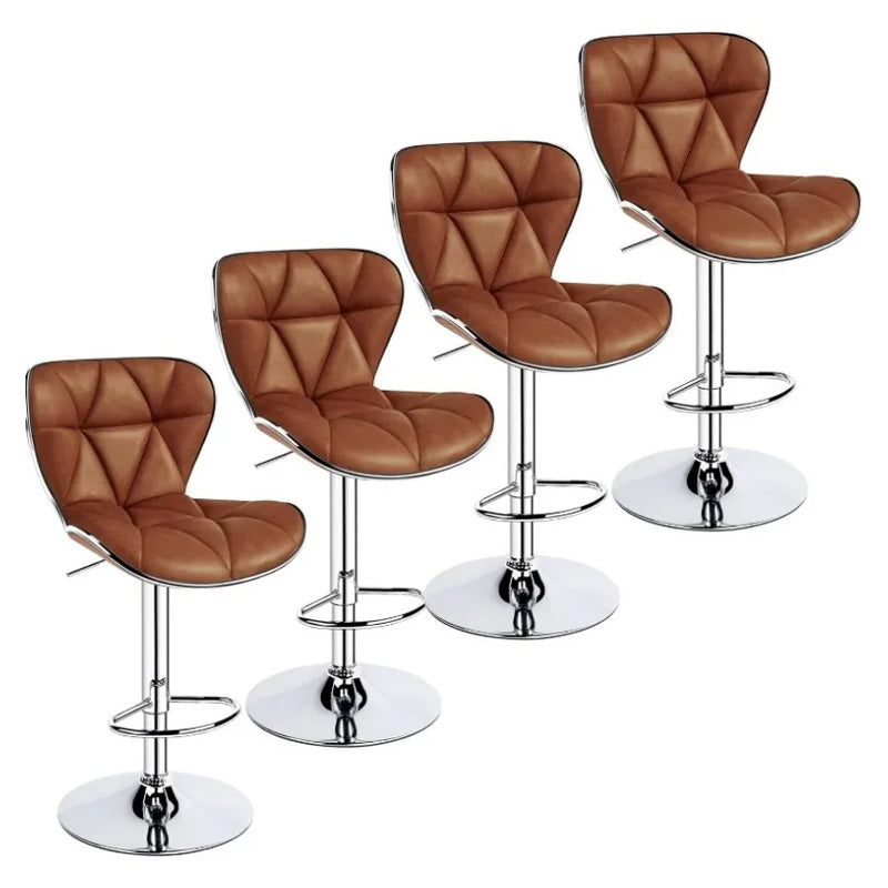 Set of 4 Adjustable Bar Stools with Shell Backs