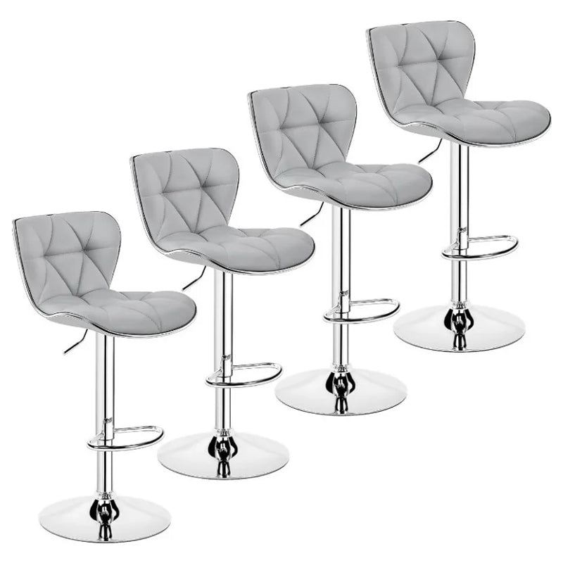 Set of 4 Adjustable Bar Stools with Shell Backs