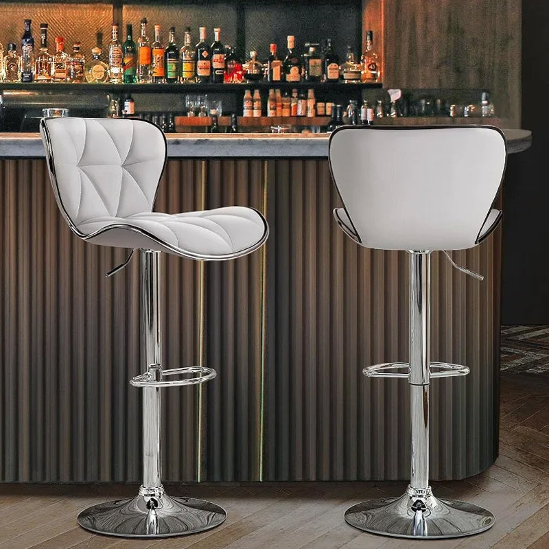 Set of 4 Adjustable Bar Stools with Shell Backs