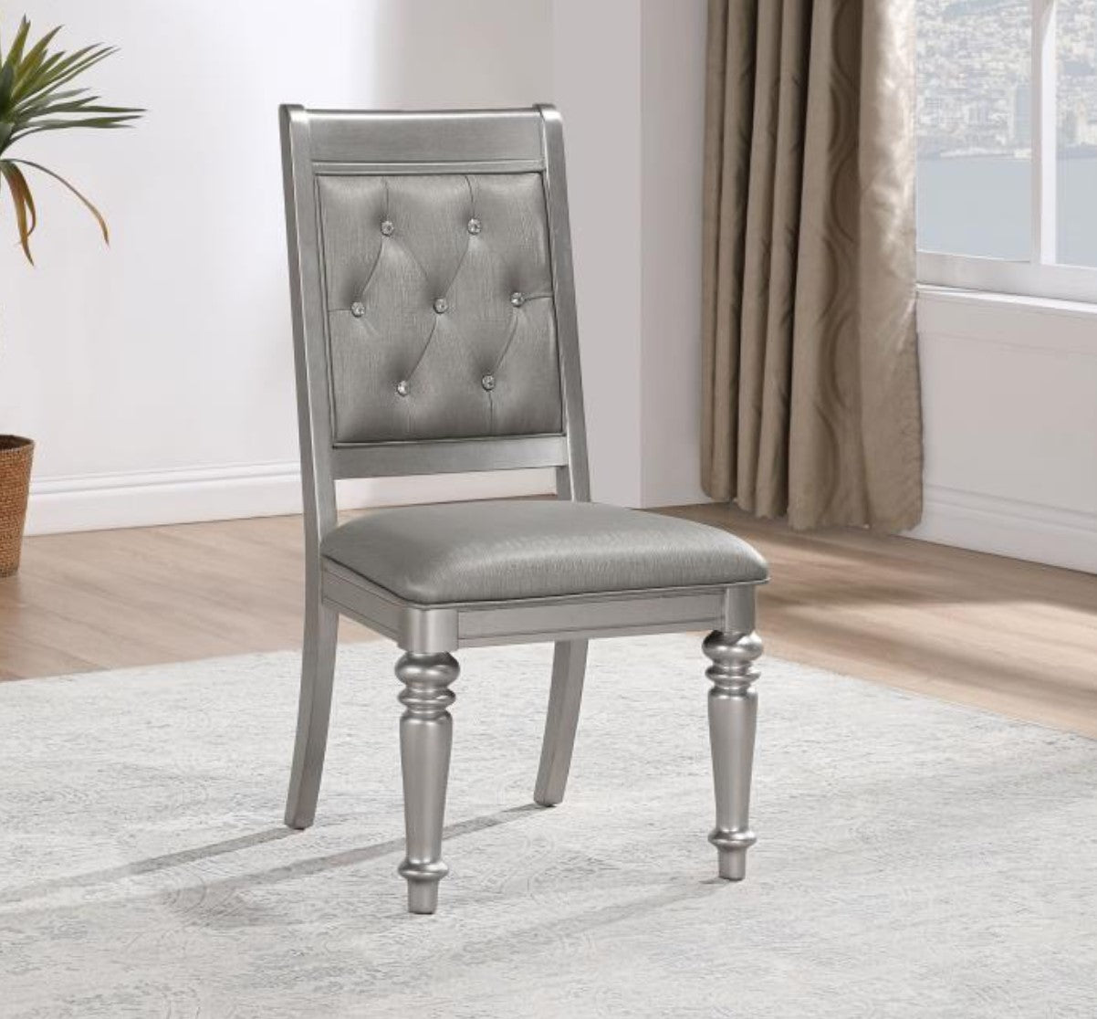 Coaster- Bling Game Dining Side Chair Metallic Platinum (Set Of 2)