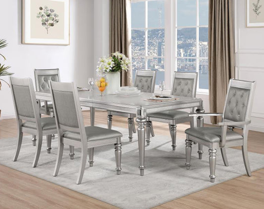 Coaster-Bling Game 7 Piece Rectangular Dining Set Metallic Platinum