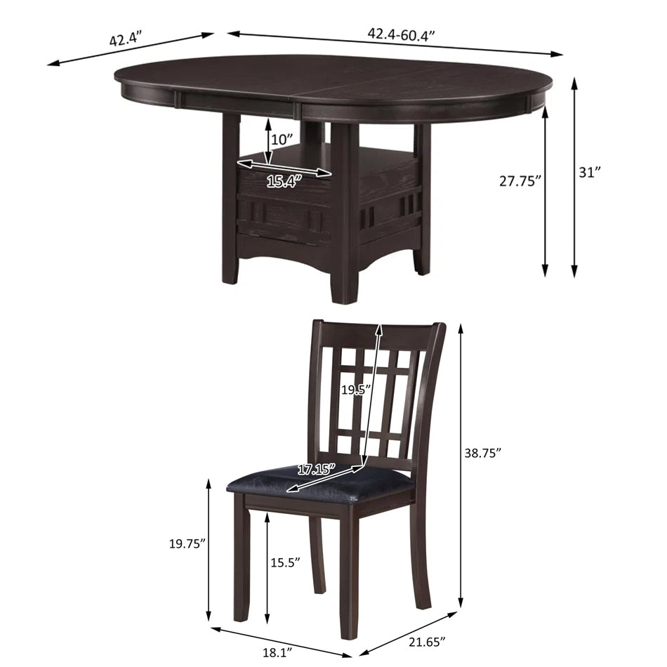 Lavon 5-piece Oval Extension Leaf Dining Set