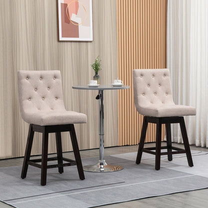 Set of 4 Fabric Tufted Swivel Counter Height Bar Stools