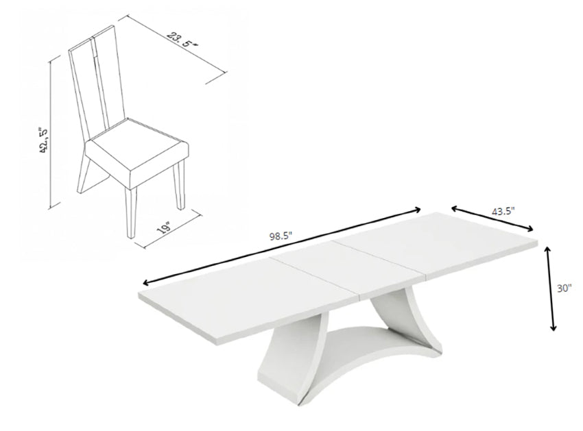 Global United D313 - 7-Piece White Dining Table Set