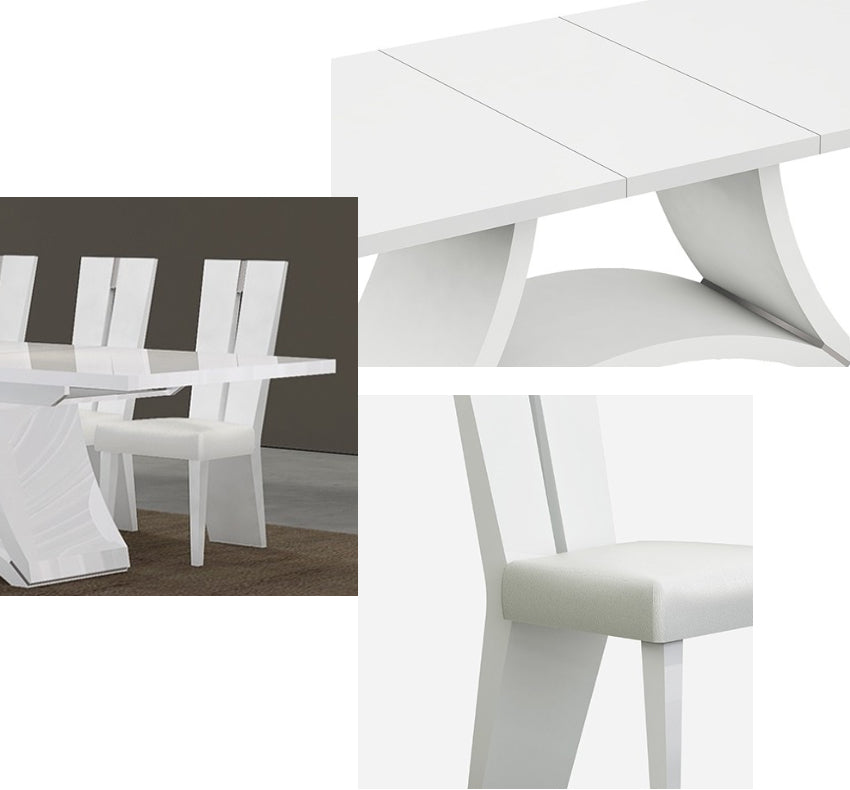 Global United D313 - 7-Piece White Dining Table Set