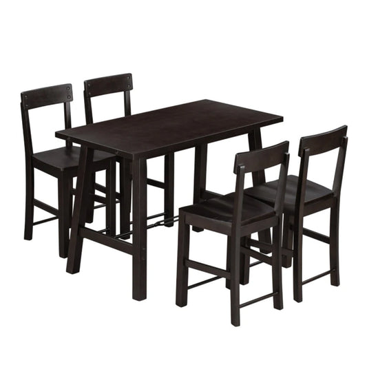 Modern Minimalism: Solid Wood Dining Table Set For 4 with Four Chairs