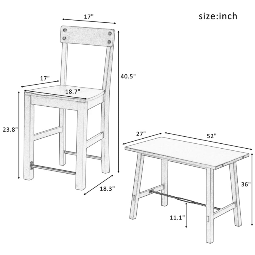 Modern Minimalism: Solid Wood Dining Table Set For 4 with Four Chairs